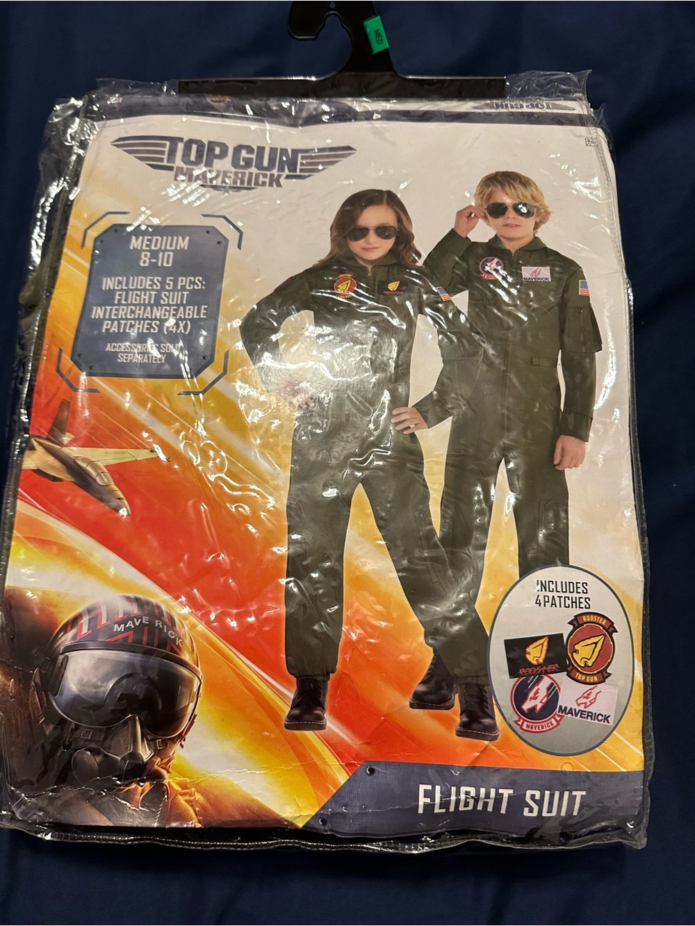 Top Gun Maverick Kids Green Flight Suit Costume - Medium (8-10)